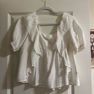 White Ruffle Top - Classic Women's Blouse